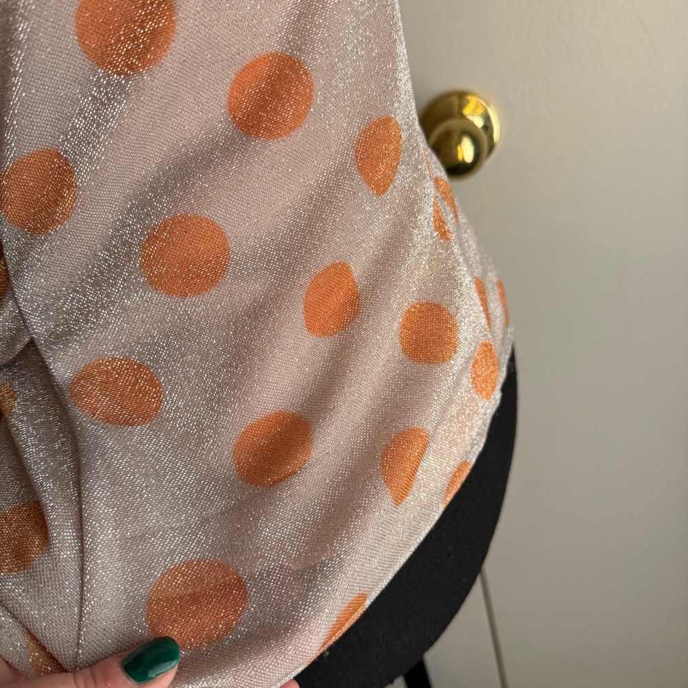 Eva Franco Anthropologie Sweetwater Top in Orange Dot Flutter Sleeve Size Small - Picture 9 of 14